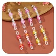 AceFun 4 Paar handgefertigte Fake nippelpiercing Ringe Schmuck Brustwarzenpiercing mit 8mm Silikon Multicolor Perlen und Barbells Non Piercing Faux Silikonpiercing für Brustwarzen