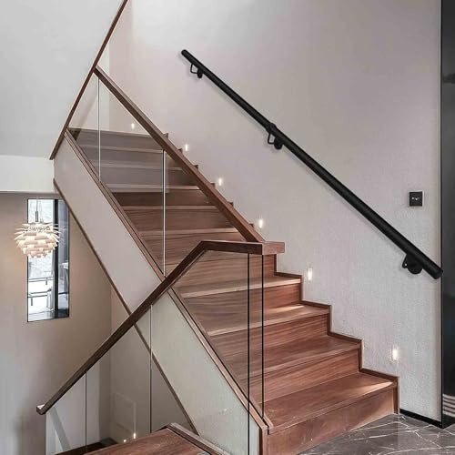 Corrimano per scale, ringhiera per scale, Corrimano di sicurezza for scale moderne, kit completo for interni ed esterni, nero, 30-600 cm(2ft/60cm)
