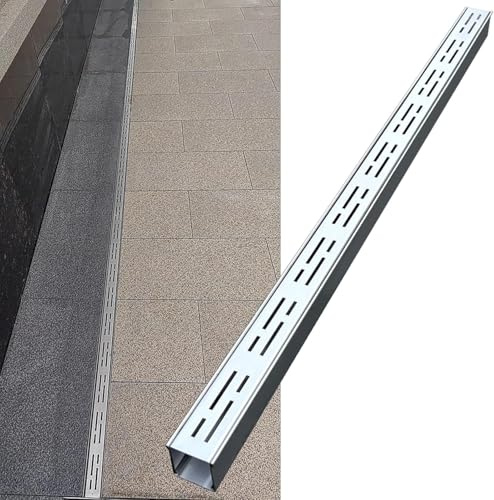 BPQCOFZT 1 grondaia di Scarico Rettangolare in Acciaio Inossidabile Resistente for Cortile Esterno, Patio, Bagno e Giardino(100cmx10cmx4cm)