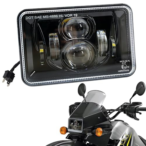 CeyKvo E-geprüfter 4x6 Zoll LED Motorrad Scheinwerfer 160x100 mm, Universal Umbauscheinwerfer, Fern- & Abblendlicht, 3-poliger Anschluss, IP67, passend für Kawasaki Suzuki Yamaha Honda