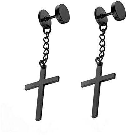 Herrörhängen i rostfritt stål Dangle, Herrörhängen Trendiga med kedja och korshänge