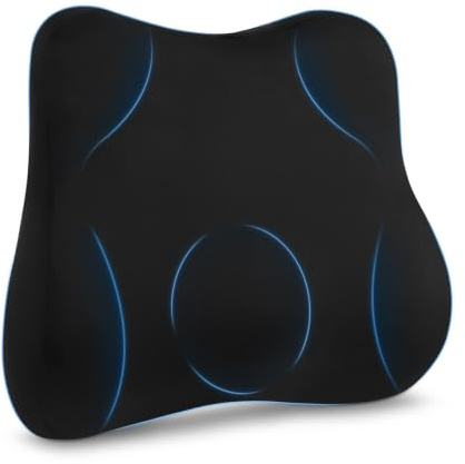 Retazly Coussin Lombaire en Mousse à Mémoire de Forme, Améliore la Posture et Soulage le Bas du Dos, Coussin Dorsal Ergonomique pour Voiture, Chaise Bureau, Housse Amovible et Sangles Ajustables, Noir