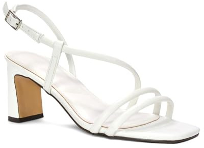 ESSEX GLAM Women's Strappy Block Heel Sandals Ladies Migh High Heel Open Toe Ankle Strap Elegant Party Shoes Size 3-8