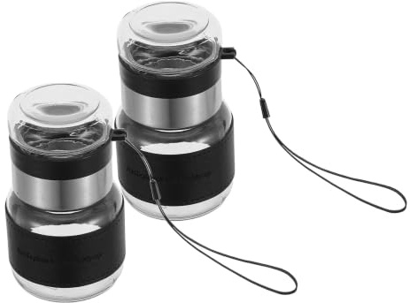 Zerodeko 2 botellas de vidrio para infusiones, taza infusora de té de 320 ml/11 oz con colador y separador extraíbles, termo de viaje con correa y funda negra para la oficina y el hogar.