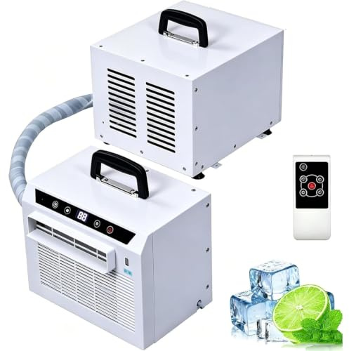 GLBMXDD Aire Acondicionado portátil Tipo Split con Control Remoto, 3000 BTU, Enfriador de Ambiente, Temporizador de 24 Horas, diseño con asa Superior 1-meterconnectingpipe
