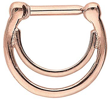 PIERCINGLINE Chirurgenstahl Clicker Piercing Septum Tragus Helix Doppelring Roségoldfarben