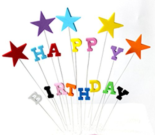 AILEXI 18 Zählt Alles Gute Zum Geburtstag Kuchen Dekorieren Topper - Sortierte Farben Sterne und Buchstaben