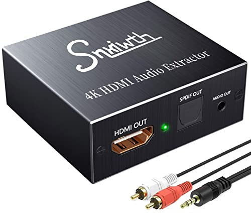 Snxiwth HDMI to Optical SPDIF 4K Audio Converter With 3.5 Mm Stereo Audio Extractor and Splitter for Apple, TV and Blu Ray Player