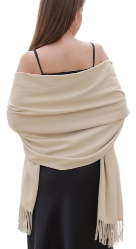 RIIQIICHY Cachemire Hiver Chaud Écharpe Pashmina Châle Wrap Pour Femmes et Hommes Beige Longues Grandes Écharpes Douces,Beige,Large