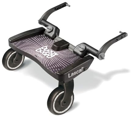 Lascal BuggyBoard Maxi, Kinderbuggy Trittbrett mit großer Stehfläche, Kinderwagen Zubehör für Kinder von 2-6 Jahren (22 kg), kompatibel mit fast jedem Buggy und Kinderwagen, schwarz