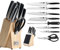 Lief + SVEIN German Steel Knife Block Set, 9-Piece Kitchen Knife Set & Wood Block, X50Cr15Mov Stainless Steel Knives, Unique kitchen knives set with block as an Ipad holder. Ideal Kitchen knife sets.