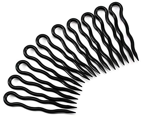 BUCO Einfache, schlichte Haarnadeln 10 Stück – 9 cm, Schwarz