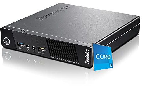 Lenovo, Mini Pc fisso i5, Ram 8 Gb, SSD 256 Gb, Wi Fi, Pc desktop i5, Computer pronto all'uso, Wi Fi, W10, Libre Office (Ricondizionato)