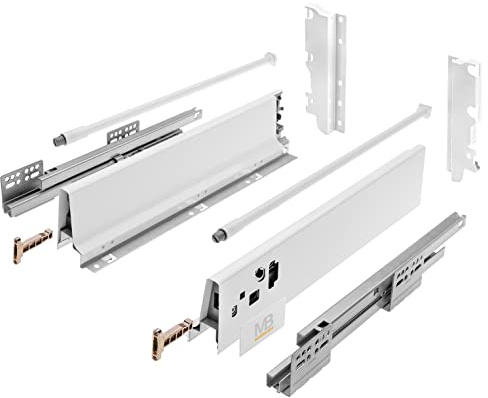 GTV - Modern Box Schublade I L=300mm H=210 mm I Weiss I Leises Schließen I Belastung bis zu 40 kg I Einfache Installation I Synchronisation des Fahrweges der Führungen I PB-D-KPL300C1