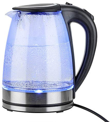 Electric Kettle 1.8L 220V 2200W Glass Electric Tea Kettle (BPA Free) Cordless with Blue LED Light, Portable Electric Hot Water Kettle with Auto Shut-Off & Boil-Dry Protection[UK STOCK]