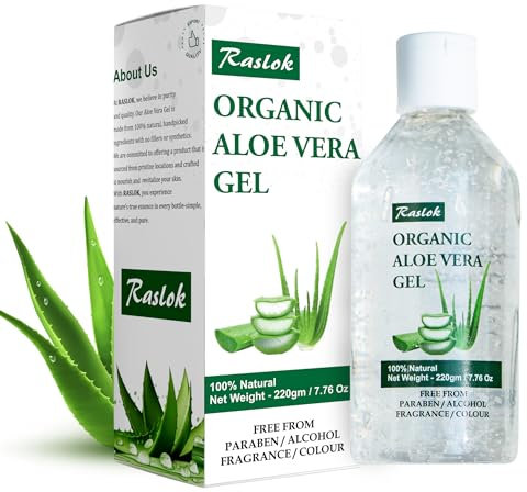 Raslok Aloe Vera Gel | 100% Pure Natural Aloe Gel For Moisturizing Face Skin & Hair Care,Durable Moisturizing Hydrating Soothing, Non-Sticky (7.76 OZ)