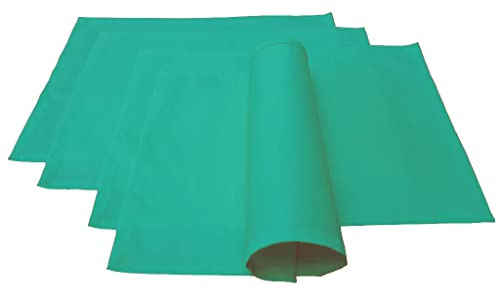 Lemos Home Hochwertiges Platzset Platzdeckchen 4 Stück aus 100% Baumwolle Kollektion Konzept, Farbe & Größe wählbar (Platzset 4er Set - 46x36cm, Smaragdgrün)