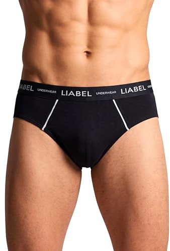 Liabel 4 Slip Uomo Cotone Bianco Nero e Colorati Mutande Uomo Pack con Cuciture Rinforzate Set Intimo Uomo Slip con Elastico Esterno Male Underwear