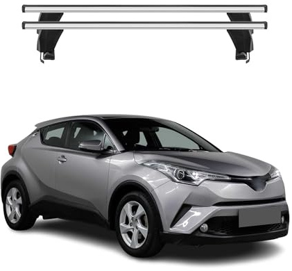 OMAC Dachträger Querträger Alu für Toyota C-HR I 2016-2023 – Abschließbar – T-Nut – City-Crash-getestet – Max. 50 kg Silber