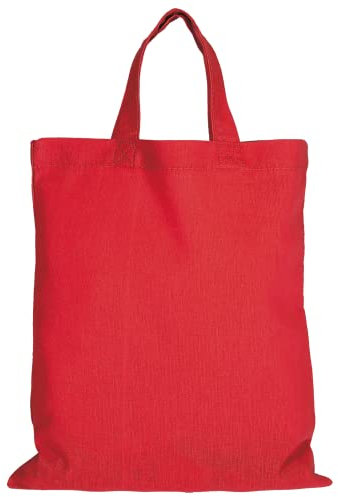 TEXXILLA 10 Stück Apothekertasche - OEKO-TEX 100 zertifiziert | mit zwei kurzen Henkeln | 22x26cm | Jutebeutel | Einkaufstasche | unbedruckt, Farbe:rot, Größe:10 Stück