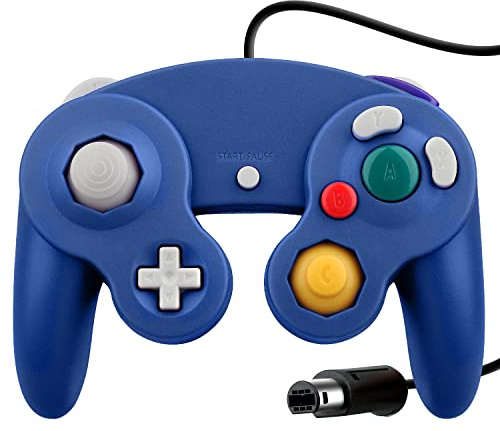OSTENT Cablato Shock Controller classico Gamepad Telecomando da Gioco Joypad Compatibile per di console Nintendo GameCube NGC Wii videogiochi Colore Blu