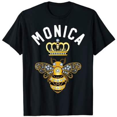 Monica Nombre Monica Regalos de Cumpleaños Reina Corona Abeja Monica Camiseta