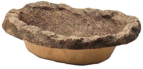 Small Flower Faux Rock Fiberglass Garden Decorative Water Pond, 17 Gallon Sandstone Outdoor Patio Bed Waterfall Pond