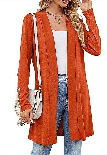 Heersan Cardigan Donna Lungo Leggero Giacca in Maglia Elegante Golfino a Maniche Lunghe Casual Cappotto Top Fronte Aperto Maglioni Lunghi per Primavera e Autunno