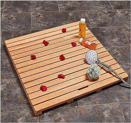 MAXCBD Duschmatte aus Holz, Bambusmatte, Duschmatte aus Holz, Badematten, wasserdichte Fußpolster for Badezimmer/Badewanne/WC, anpassbar (Size : 70x80cm/28x31in)