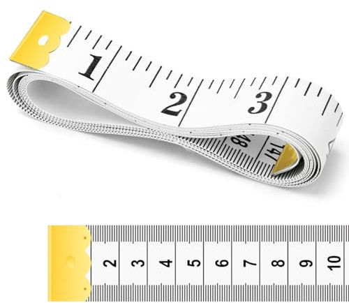 Bedzzatore White Measuring Tape - 150cm Dual Scale Ruler for Weight Loss, Tailoring, Inches & Centimeters