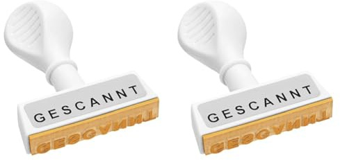 Wedo 19333 Lagertext Stempel Gescannt, Kunststoff, Abdruckbreite ca. 45 mm, Schrifthöhe 5, mm ergonomischer Griff, weiß (Packung mit 2)