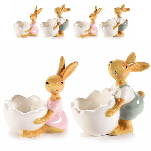 Gruppo Maruccia - Contenitori Portauovo e Cioccolatini a Forma di Coniglio Pasquale - Decorazione per la Tavola, Idea Regalo - Set da 4