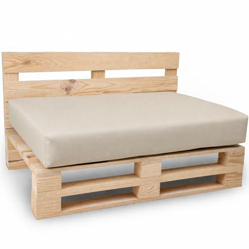 bananair - Cuscini per Pallet - Fodera Impermeabile, Anti UV, Rimovibile e Lavabile - Comodo, Imbottito in Schiuma - Cuscini per Divano Esterno Giardino (Cuscino Seduta 120x80 cm, Beige)