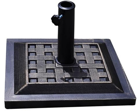 KOMFOTTEU Sonnenschirmständer quadratisch aus Harz, Schirmständer für Schirmstöcke 38/48 mm, Balkonschirmständer für Garten, Terrasse, Balkon, 44 x 44 x 33 cm, Bronze