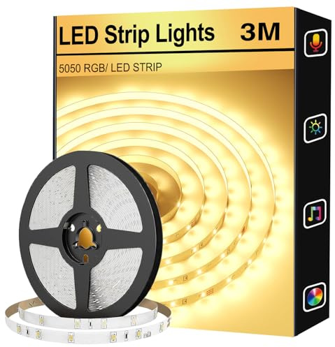 FUPT 3M LED Strip Light White CCT Tunable,CRI90 ，Adjustable White and Warm Vellow for Under Cabinet Bedroom Kitchen TV Mirror DIY