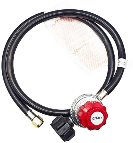 JUCHRZEY Regulador y Manguera de propano de Alta presión de 1.5 pies 0-20 PSI Regulador de Tanque de propano de Alta presión Ajustable Regulador de Gas propano de Alta presión para la mayorí