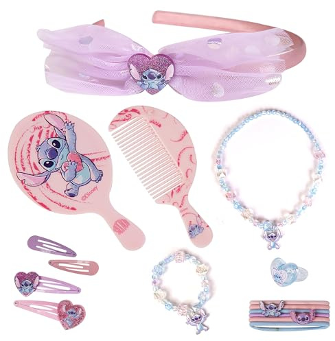 Disney - Lilo y Stitch Regalos para Niña - Diadema Stitch, Pulsera Stitch, Accesorios para el Cabello y Cepillo para el Pelo - Cosas de Stitch para Pequeñas Fans