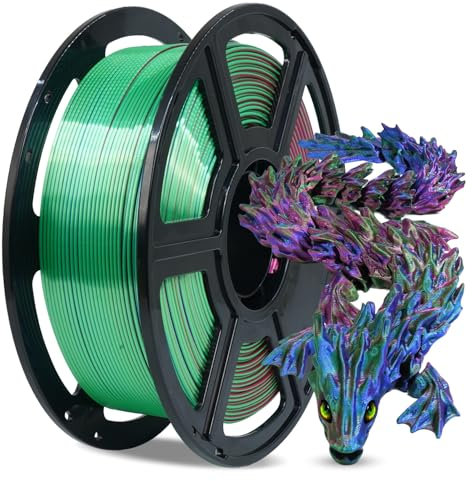 FLASHFORGE Silk Tri-Color PLA-Filament 1,75mm, Coextrusions-Rot-Blau-Grün Dreifach-Regenbogen 3D Drucker Filament, Bezauberndes Seiden-Finish mit 360°-Mehrfarben-Farbwechseleffekt