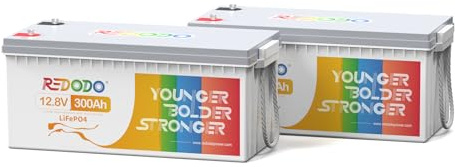Redodo [2er Pack] LiFePO4 300Ah LiFePO4 Batterie mit 200A Smart BMS, | 3840Wh Lithium Batterie Ideal für Wohnmobile, Camping, Marineanwendungen und Notstromsysteme im Haus, 5 Jahre Garantie, IP65