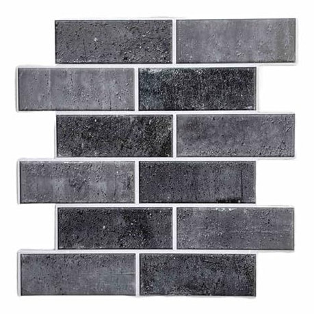 MZQMK 5 Pcs 3D Faux Brick Wall Panels Small Size Thin PVC Peel And Stick Brick Farmhouse DIY Self-Adhesive Wall Tile Faux Brick Paneling(B)