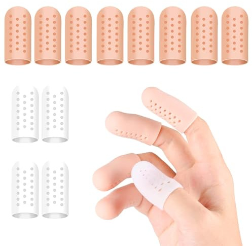 12 Piezas Protectores de Dedos Mano de Silicona, Funda Dedos Manos Transpirables, Protector Dedos Mano,Funda Finger Protector,para Dedos Agrietados, Eczema de Manos, Artritis de Dedos