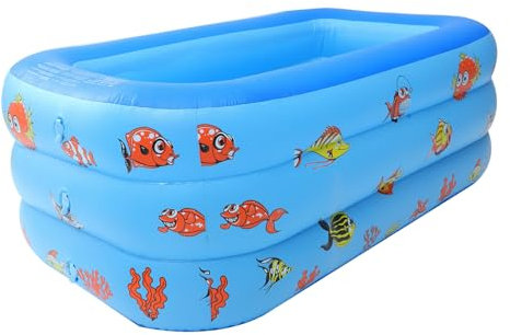 ifundom Piscina Inflable para Niños 130cm Azul Fondo De Burbuja Juguete Acuático Divertido Bañera Inflable para Bebés Tres Adecuado para Juegos Casa
