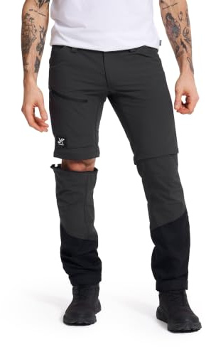 RevolutionRace Range Pro Stretch T Zip-Off Pants für Herren, Wandelbare Wanderhosen für Outdoor-Aktivitäten, Anthracite/Black, S