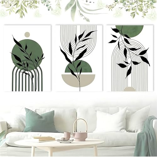 Liekadijiae Set di 3 poster da parete in stile boho, 30 x 40 cm, decorazione da parete per soggiorno, moderno, minimalista, astratta, tela geometrica