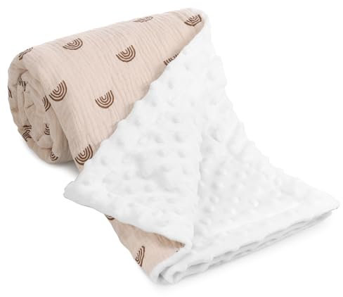 Huiguli Babydecke Kuscheldecke, 75 x 100cm Baumwolle Neugeborenen Baby Decken, Weich und Atmungsaktiv, Musselin Schlafdecken für Kinder Mädchen Jungen, Khaki