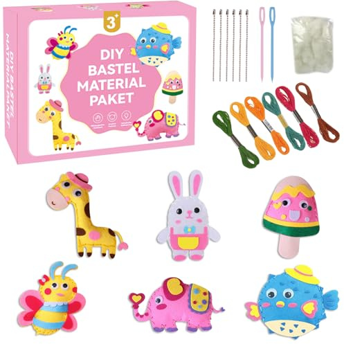 NHDDGR DIY Nähset aus Filz für Kinder – Bastelset mit Tierformen & vorgeschnittenen Teilen.Geschenk zum Kindertag, Weihnachten oder als Mitgebsel für Kindergeburtstage