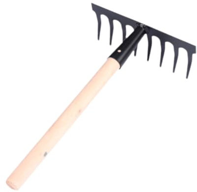 Folpus Râteau de jardin en acier pour le creusage de sable et d'eau, 8 Dents