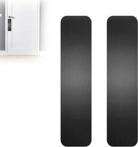 AEYNCBO 2 Placas Protectoras De Arañazos Perro Acero Inoxidable, Placa Autoadhesiva Pulgadas Para Puertas, Protección Antiarañazos Interior Y Exterior, Empuje Negra Cepillada, 4 X 16