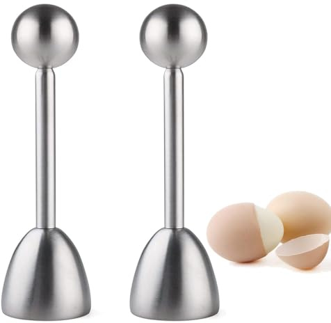 2Pcs Stainless Steel Eggshell Top Cutter - Soft Hard Boiled Egg Topper, Poached Egg Shell Remover, Eggshell Peeler,Eggshell Separator, Top Cutter for Hard and Soft Boiled