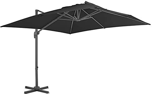 Gecheer Sonnenschirm mit Aluminium-Mast Kurbelsystem Marktschirm Gartenschirm Strandschirm Schirm Ampelschirm Balkonschirm 3x3 cm Schwarz